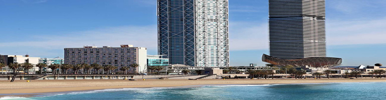 mapfre towers in barcelona's beach